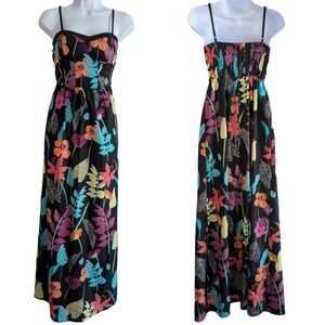 BOG Collective Women's XS Black Maxi Length Floral Dress With Pockets